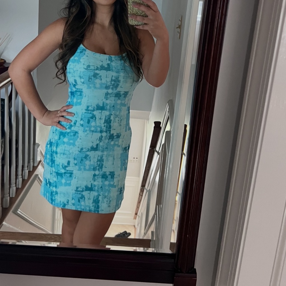Sleeveless Aqua Print Bodycon Dress